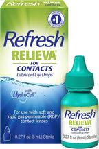 Refresh Relieva pour lentilles de contact, gouttes ophtalmiques lubrifiantes – Gouttes ophtalmiques pour porteurs de lentilles de contact